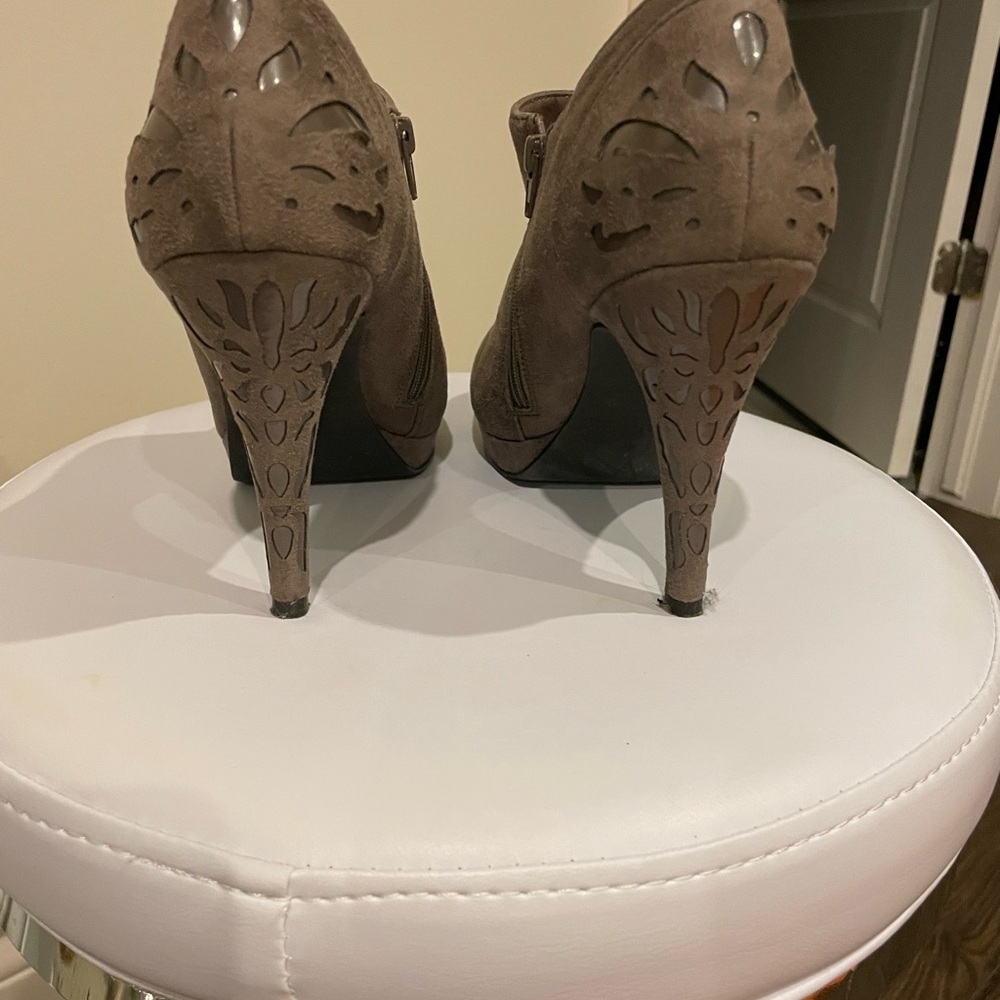 Gorgeous ankle bootie with stunning heel detail